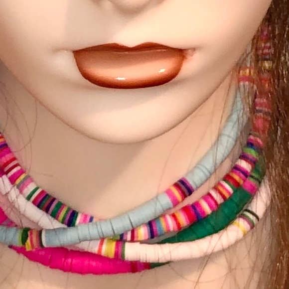 Large Green & Hot Pink Choker Necklace - Picture 8 of 12